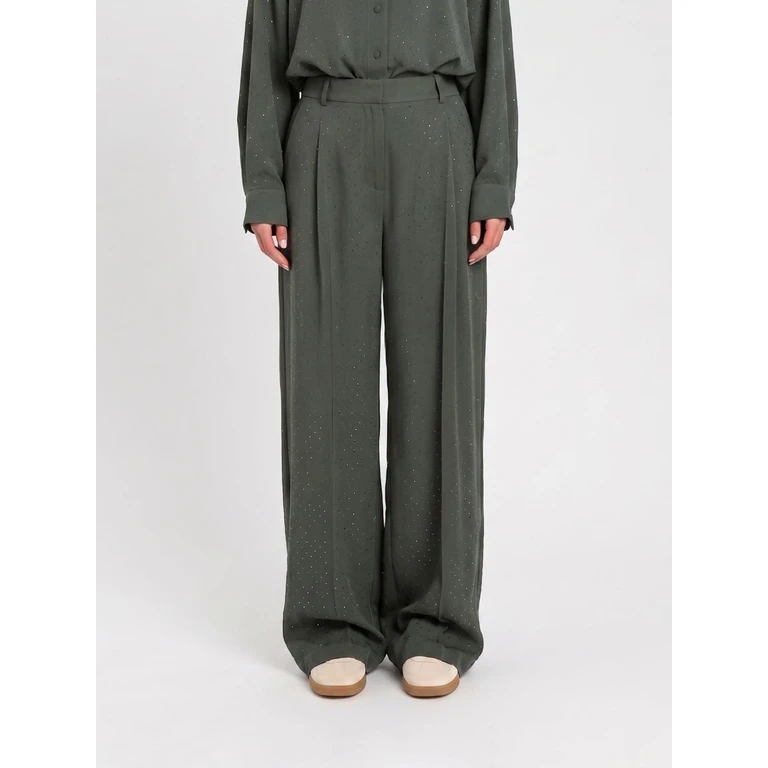 Palazzo Trousers in Lyocell with Rhinestones (261LL2PDD12843)