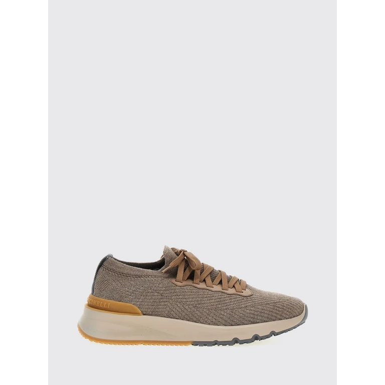 lage sneakers van katoenmix-breisel met rubberen zool