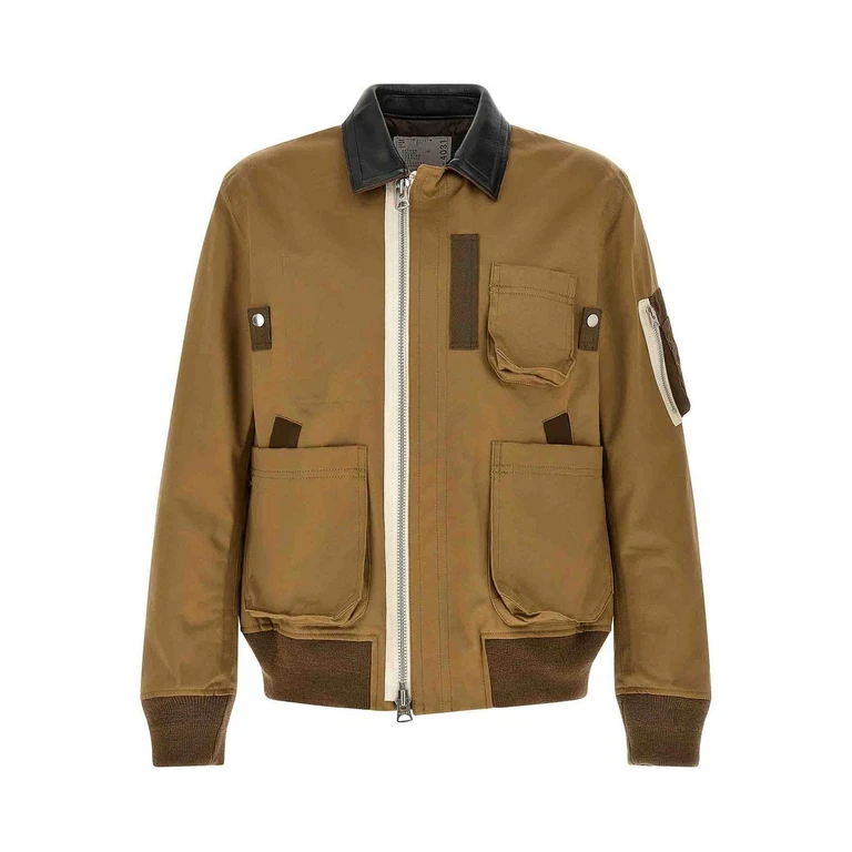 Blouson Sacai en cuir camel