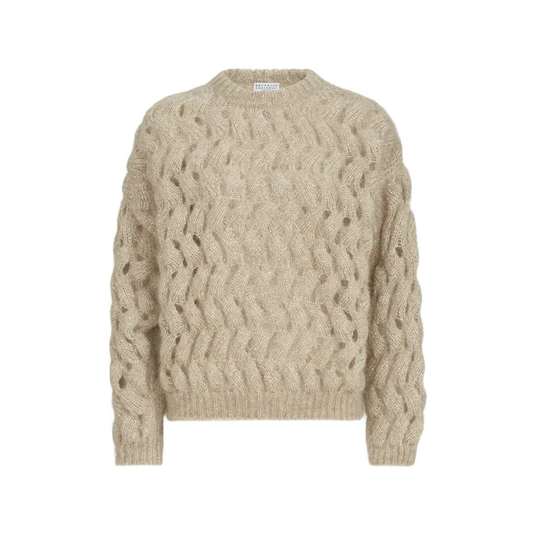 Dazzling Zigzag-cables Sweater In Mohair And Wool