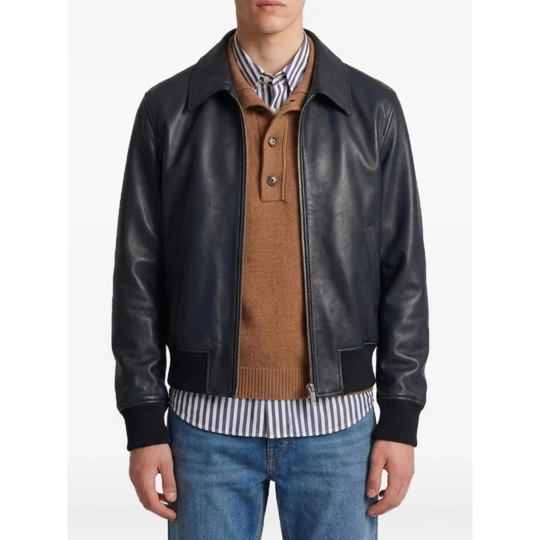 Lamb-leather Zipped Jacket
