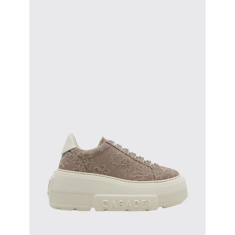 Sneakers beiges à broderie florale