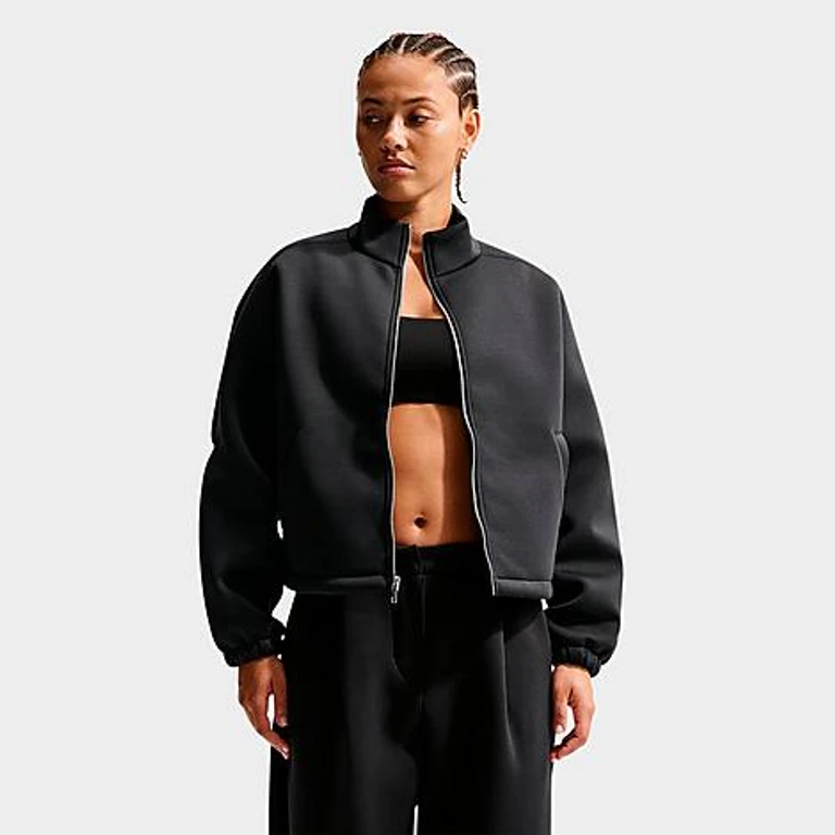 Nike Women's Sportswear Pregame Fleece Oversized Track Jacket in Black Size: XS