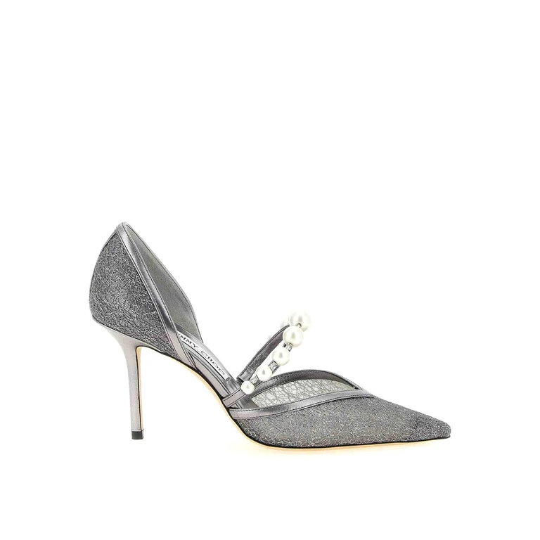 Escarpins Jimmy Choo Aurelie en dentelle métallique anthracite