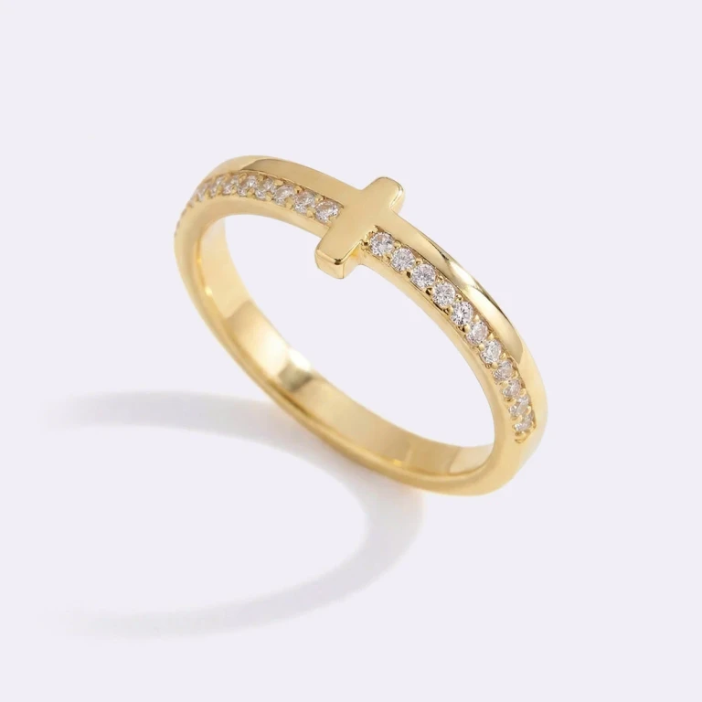 Let God Be In Control Golden Cross Ring