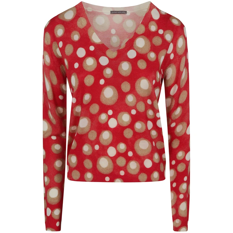Sweater V Neck "Polka Dots Print"