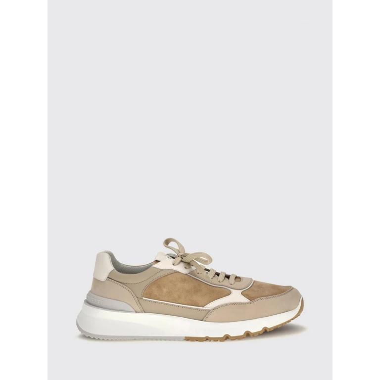 Bicolor Suede and Leather Low-Top Sneakers with Serrated Sole (MZUSNEO355CIC58)