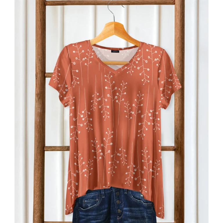 Short Sleeve V-Neck Tunic by Bon Apple Tea