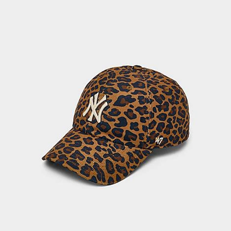 '47 New York Yankees MLB Leopard Corduroy HITCH Strapback Hat in Leopard/Black