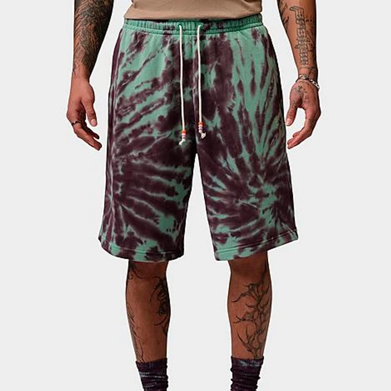 Men's Brooklyn Tie-Dye Festival Fleece Shorts in Green Glow/Burgundy Ash/Pale Ivory Size: XS