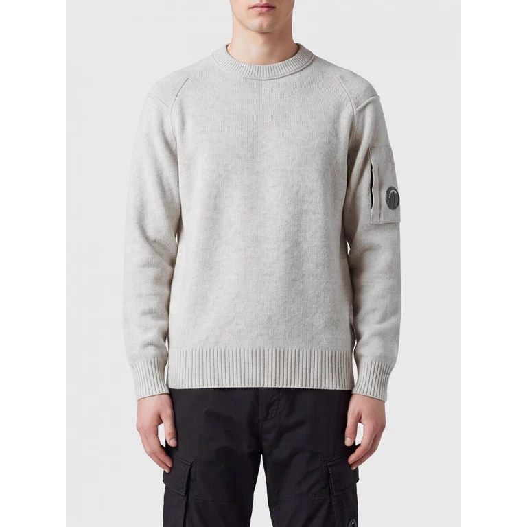 C. P. COMPANY Recycled Wool Blend Crew Neck Jumper with Applied Logo (21CMKN707A110149AM13)