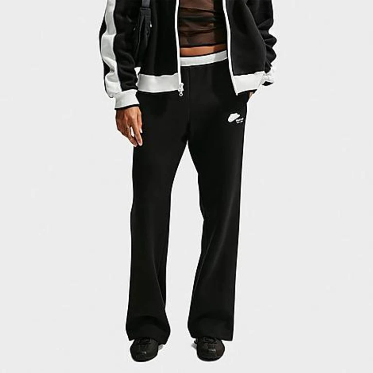 Studio Fleece Medium-Weight Run Club Mid-Rise Track Pants in Total Black/Sail/Total Black