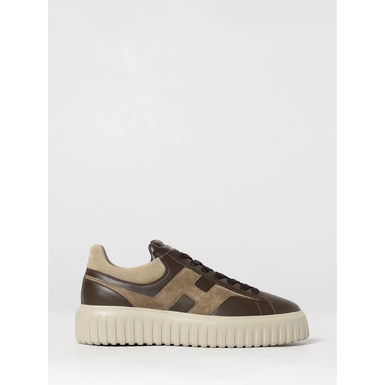 H-Stripes Leather and Suede Trainers with H Logo and Platform Sole (HXM6450FE91N1M760)