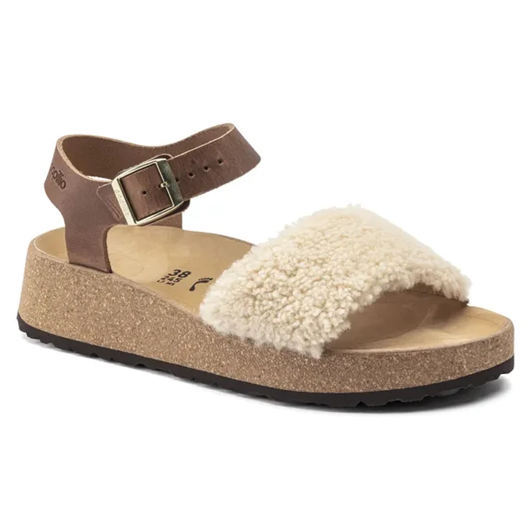 Glenda Natural Leather/ Shearling Teddy Eggshell