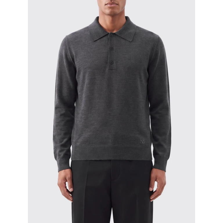 Polo Valentino à manches longues en maille de pure laine vierge