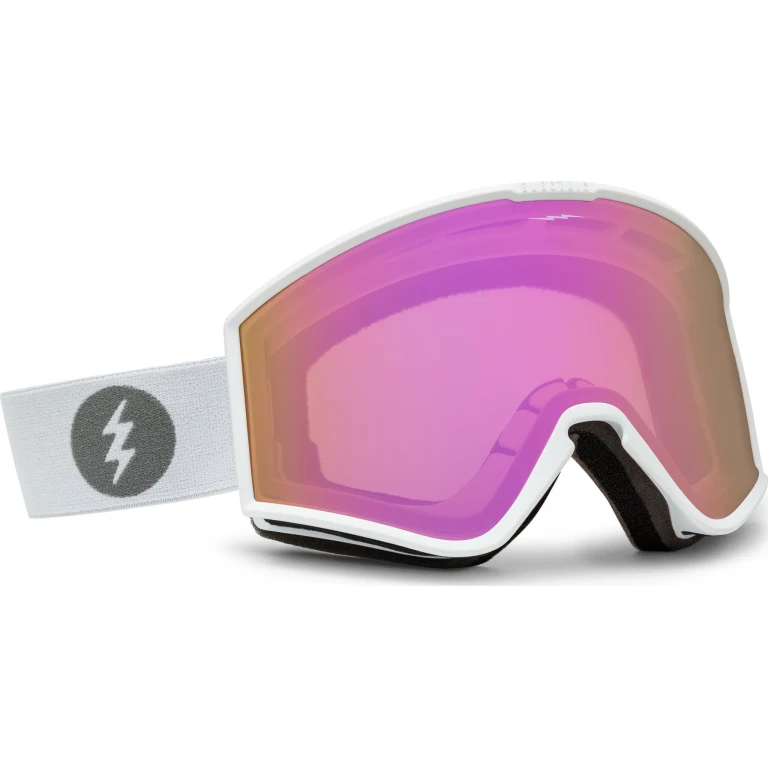 Kleveland Goggles - Matte White Frame - Pink Chrome Lens - With bonus lens