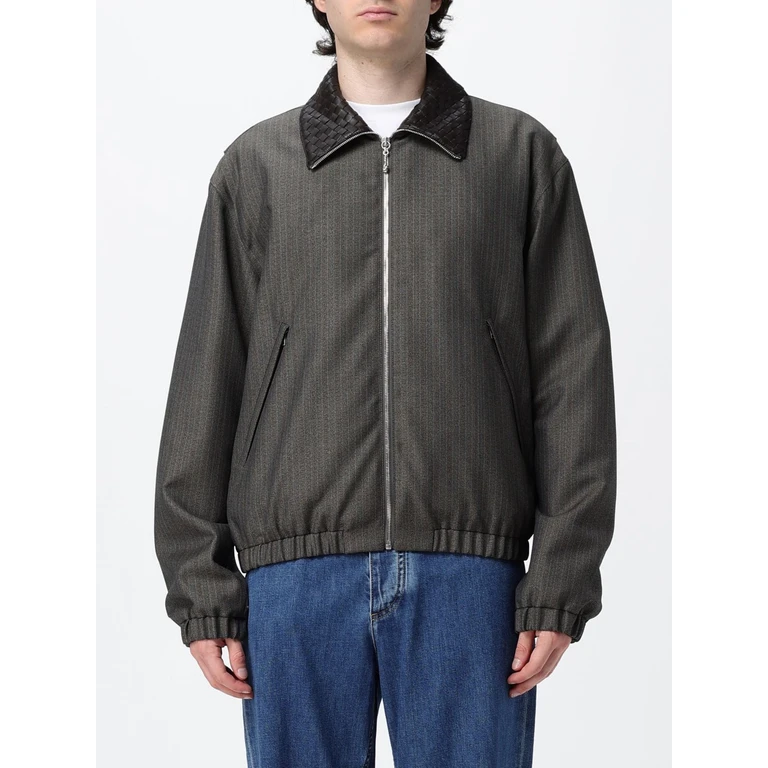 Wool and Mohair Blend Bomber Jacket with Leather Collar (871290V6O202527)