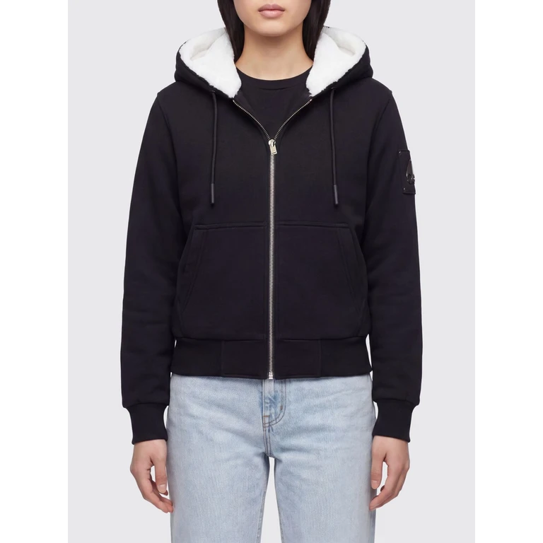 Sweat à capuche zippé en mélange de coton Moose Knuckles