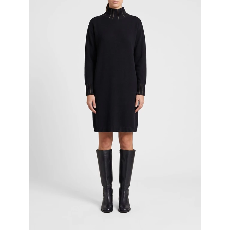 Wool, Silk and Cashmere Knit Turtleneck Mini Dress (ABD216F121M281825)