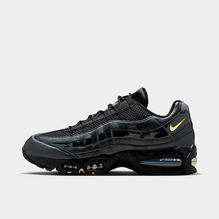 Nike Men's Air Max 95 Big Bubble Total 90 Casual Shoes in Black/University Gold/Metallic Silver Size: 7.5