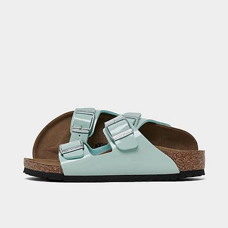 Girls' Little Kids Arizona Birko-Flor Patent Sandals in Surf Green Size: 29