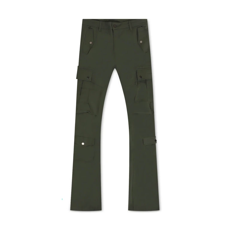 Stacked Rodeo Polyester Cargo Pants - Olive