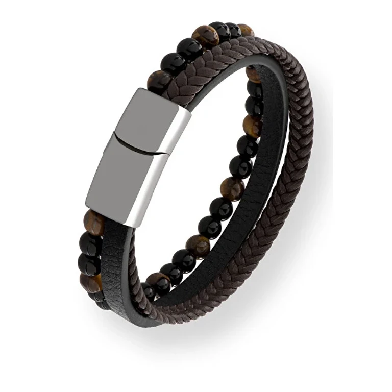 Designer leather Bracciale with beads Leather