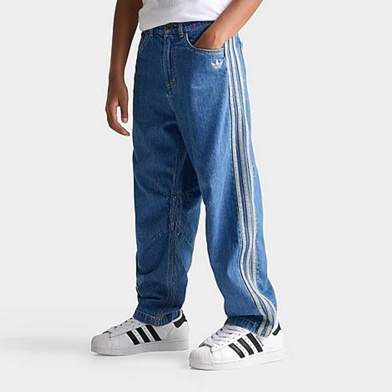 Big Kids Originals 3-Stripes Denim Jeans in Antique Wash Size: XS
