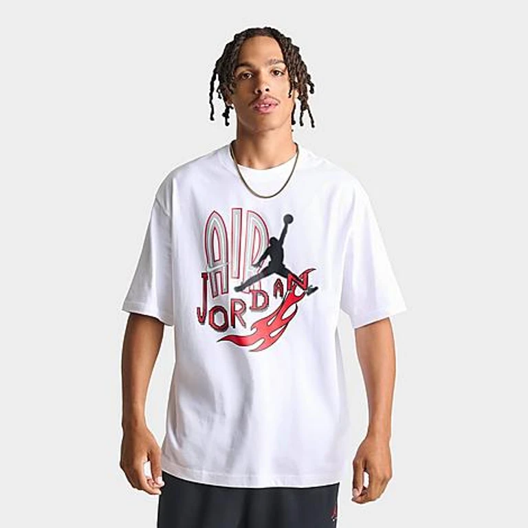 Men's Air Flames Graphic T-Shirt in White/University Red Size: Small