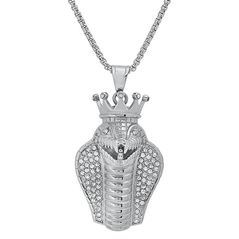Special 18K Gold Plated King Snake Pendant with Simulated Diamonds