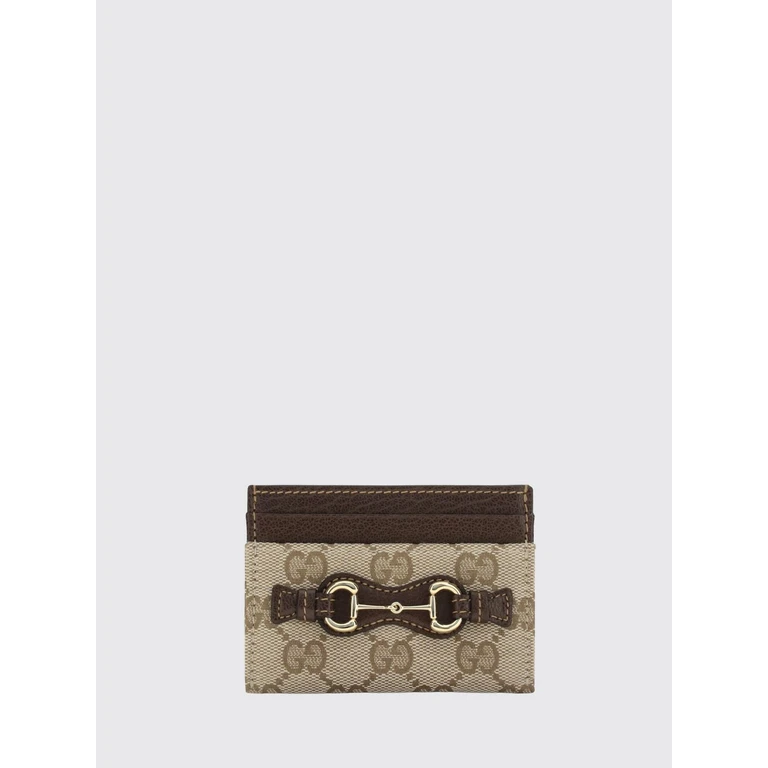 Tarjetero Gucci Horsebit de tejido GG