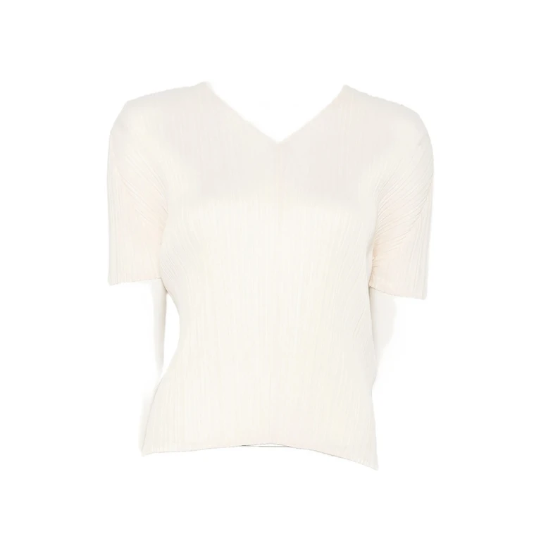 Pleated V-neck T-shirt