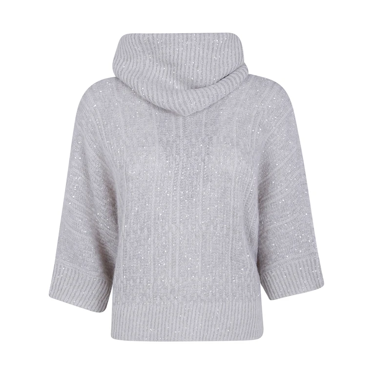 D. EXTERIOR Sweater Hooded "Galles" Soft Alpaca Turtle Neck