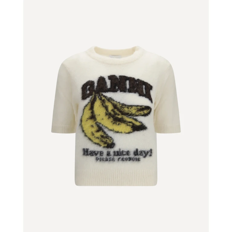 Alpaca graphic knit T-shirt Female XS