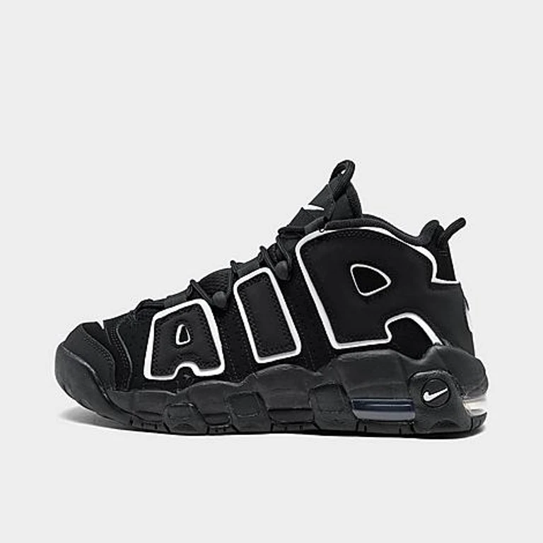 Big Kids Air More Uptempo Basketball Shoes in Black/White Size: 3.5