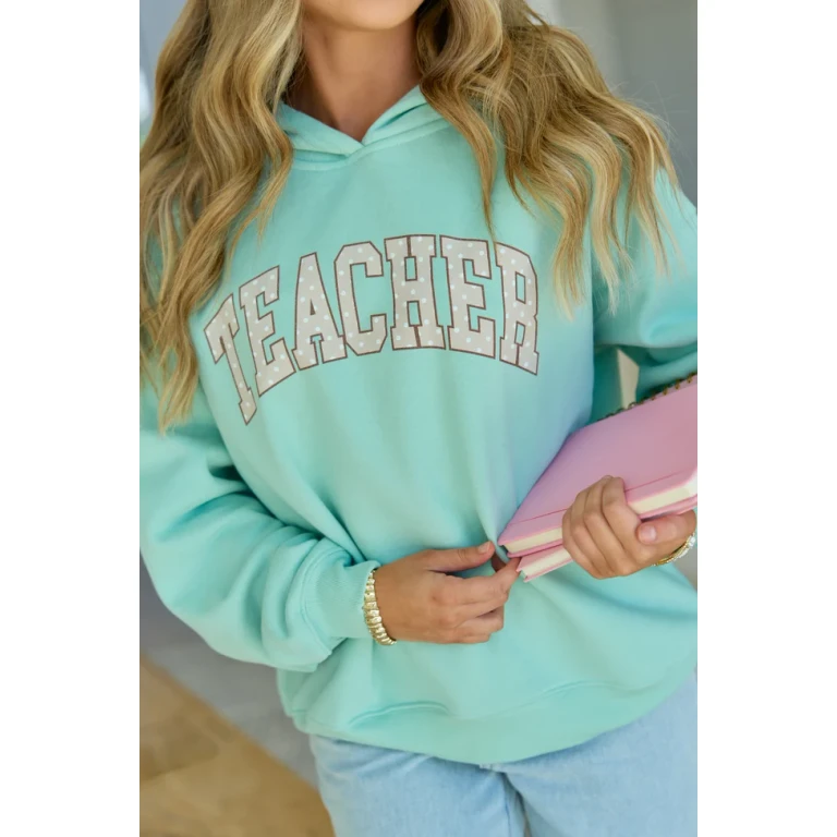 Teacher Polka Dot Mint Graphic Hoodie