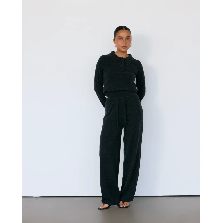 Tove Cashmere Polo - Charcoal