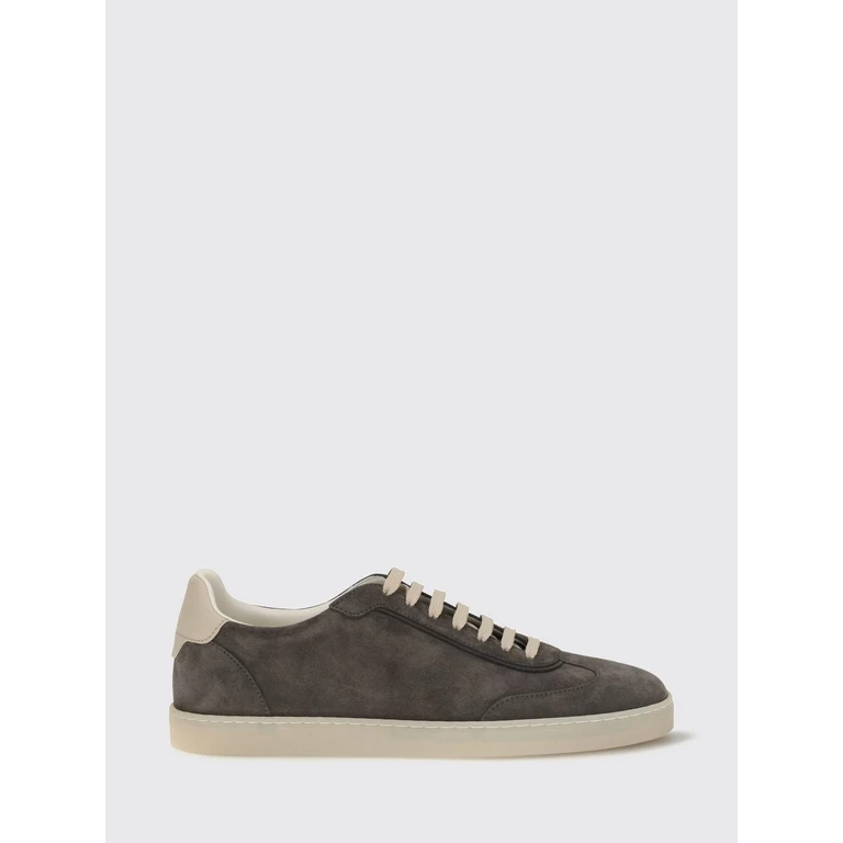 Low-Top Suede Calfskin Trainers with Laminated Logo (MZUMGLJ336CNL42)