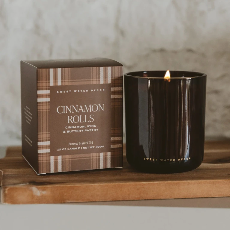 Cinnamon Rolls Soy Candle - Boxed Amber Tinted Glass Jar - 12 oz