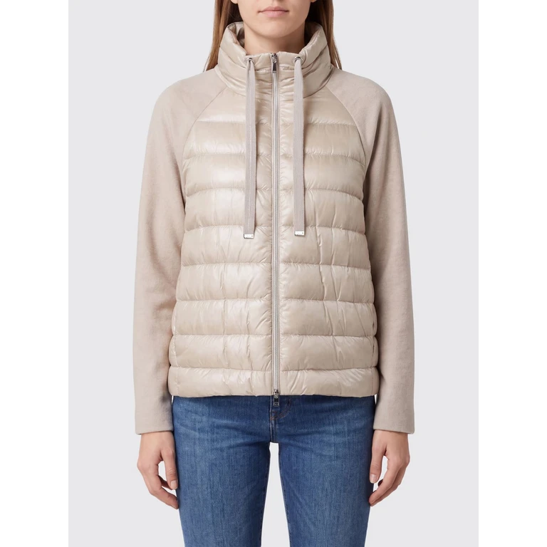 Kurze gesteppte Nylon-Daunenjacke mit Stehkragen