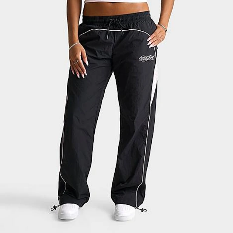 Hoodrich Women's Korbut Rhinestone Woven Low-Rise Track Pants in Black/Festival Bloom Size: XS