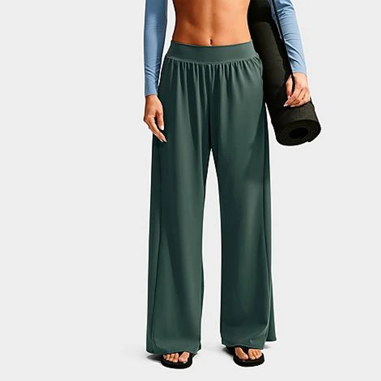 Nike Women's Zenvy Mid-Rise Wide-Leg Pants in Camo Green/White Size: XXS