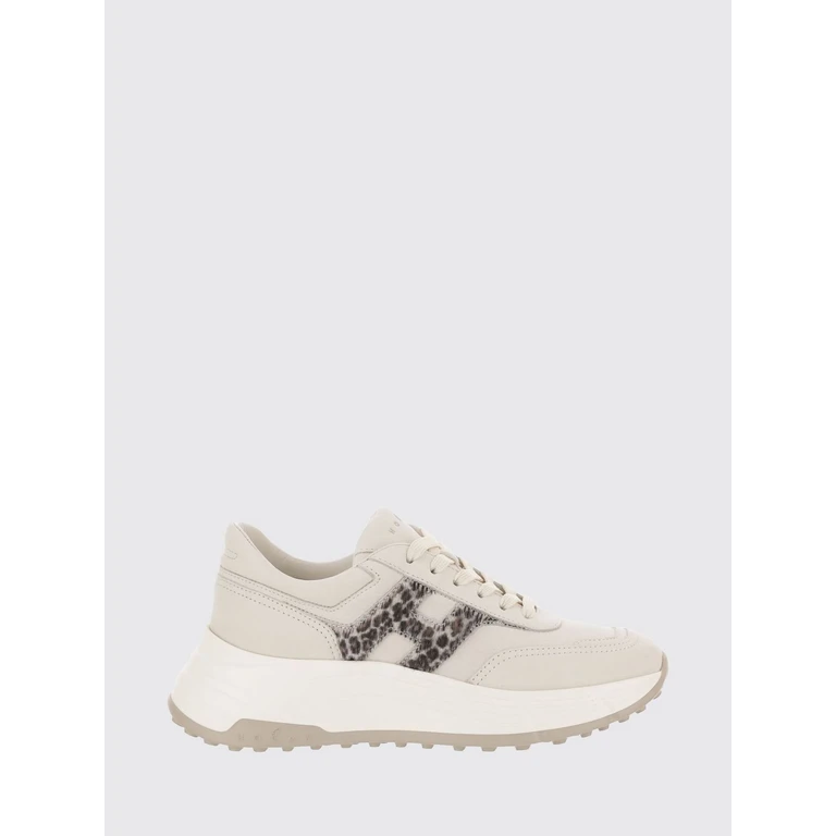 Hi-Fi Nubuck and Pony-Effect Leather Sneakers with Animal Print and Chunky Sole (HXW6690FR30VH80176)