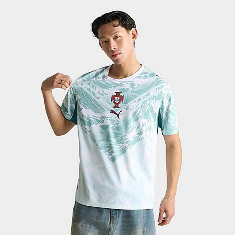 Men's Puma Portugal 2026 Away Soccer Jersey in Puma White/Green Lagoon Size: Medium