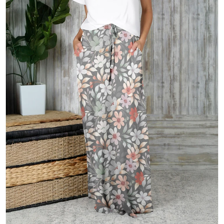 Drawstring Maxi Skirt with Side Pockets by Bon Apple Tea