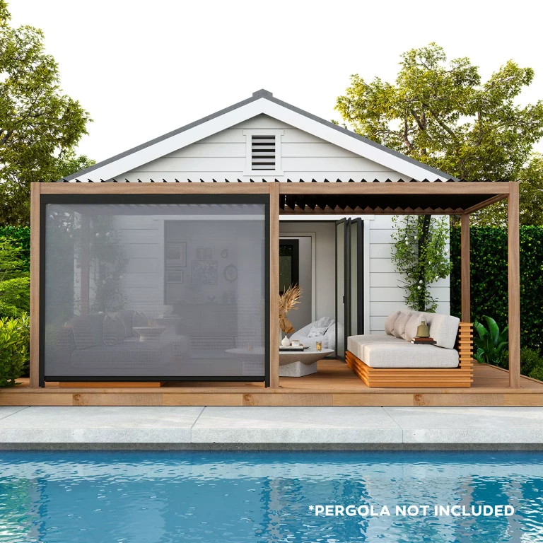 10' Aluminum Pull Down Privacy Screen for Pergola:- 10'