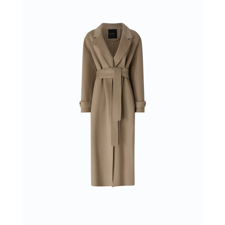 Manteau ceinturé en drap double de laine mélangée - 36