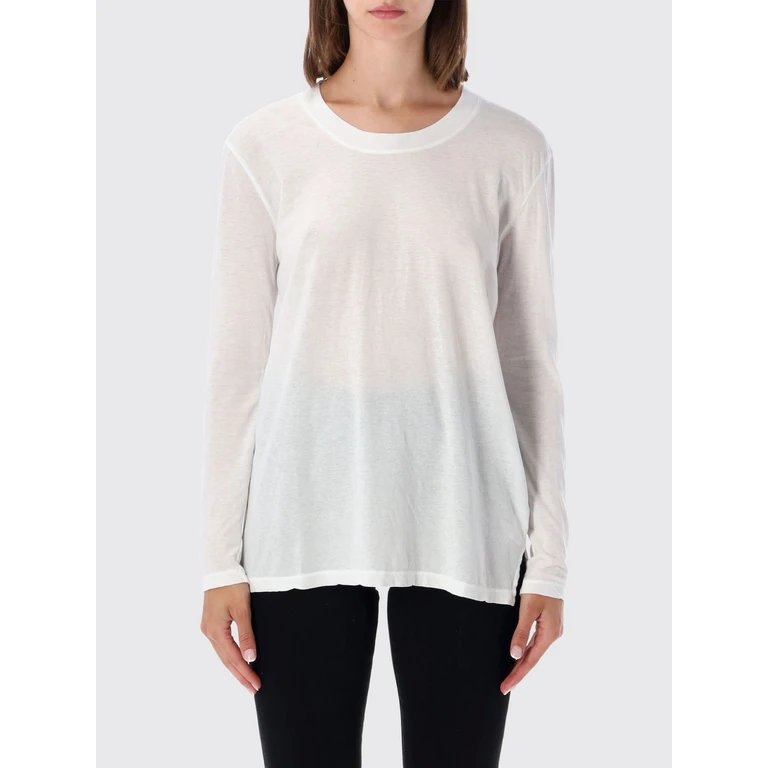 Long-Sleeved Pure Cotton T-Shirt with Crew Neck (WKJ3637WHT)