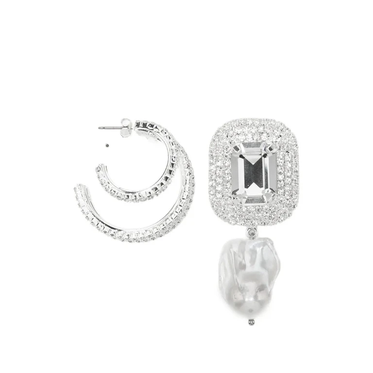 Earrings Large Stone "Earrings 11" Rhodium