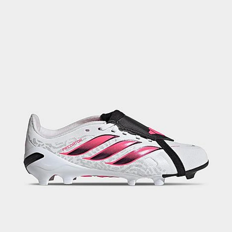 Big Kids Predator League Fold-Over Tongue Firm Ground Soccer Cleats in Cloud White/Solar Turbo/Core Black Size: 1.0